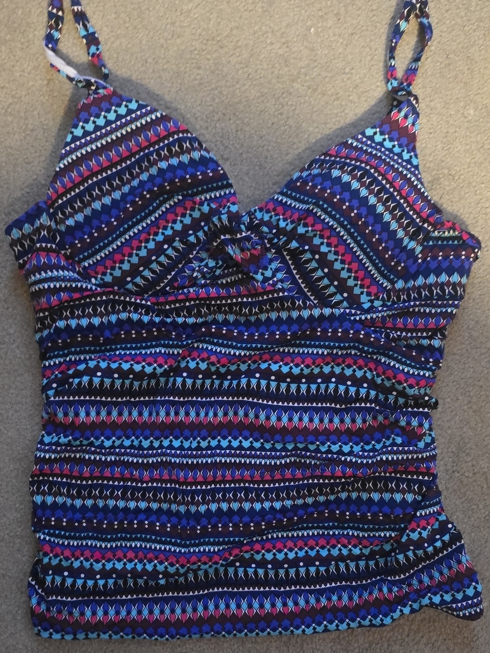 Apt. 9 Blue & Pink Geometric Bikini Top